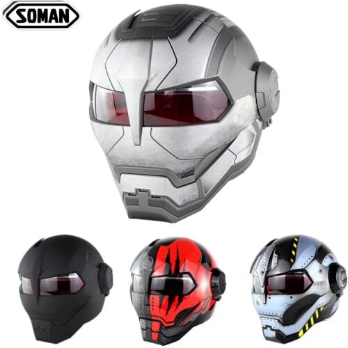 War Gray Motorcycle Helmet Ironman Style DOT Flip Up Casco Iron Man Capacetes Cool Motorcycle Helmets Custom Soman SM515