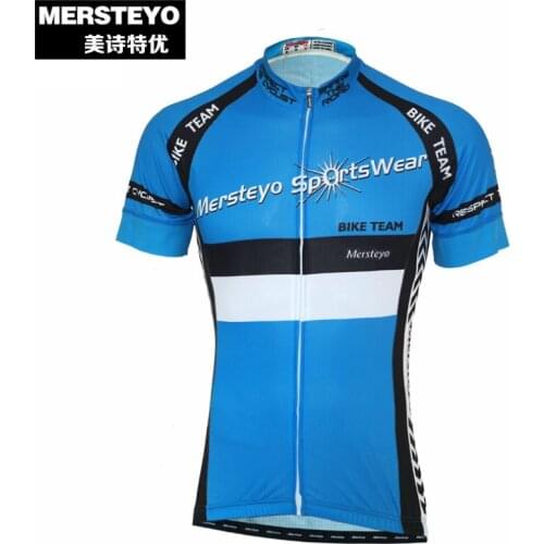MERSTEYO Men MTB Ropa Ciclismo Bike Breathable Clothing Short Sleeve Shirts Bicycle Cycling Jerseys Top Blue Size S-XXXL