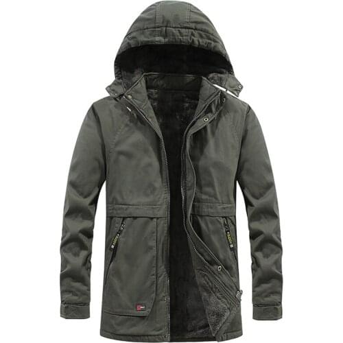 Mens Warm Hooded Jacket For Men Thick Velvet Padded Winter Coat Mens Fashion Long Coat To Keep Warm Fleece Collar Jacket Male