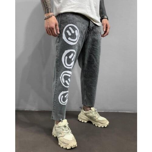 Premium Smiles Repeat Boyfriend Dark Gray Mens Jeans