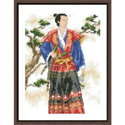 Japanese man cross stitch kits 18ct 14ct 11ct unprint white aida fabric cotton silk thread embroidery craft set