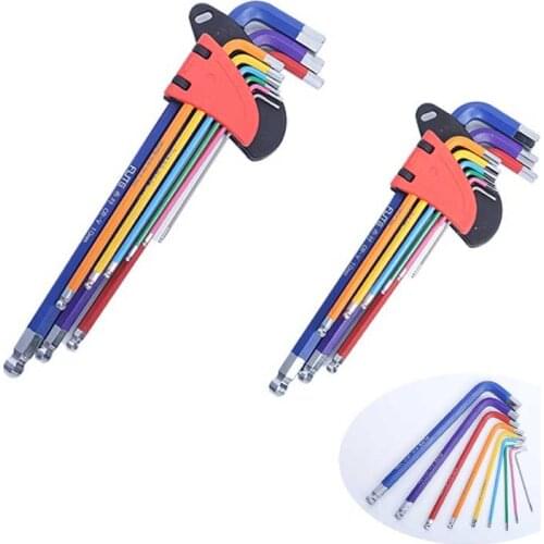 ZK30 Key Set Hex Wrench Screwdriver Set Hexagon Spanner Universal 9Pcs Ball End Torx Star Keys Tool L Type Hand Tools Kit