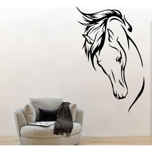 Horse Head Wall Sticker Pvc Animal Wall Art WallPaper For Babys Rooms Removable Wall Decor Decals Living Room Bedroom P80