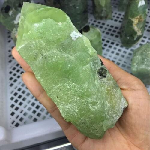 Natural Crystal Green Grape and Black Tourmaline Mineral Specimens Wand Point Healing Tower Energy Stone