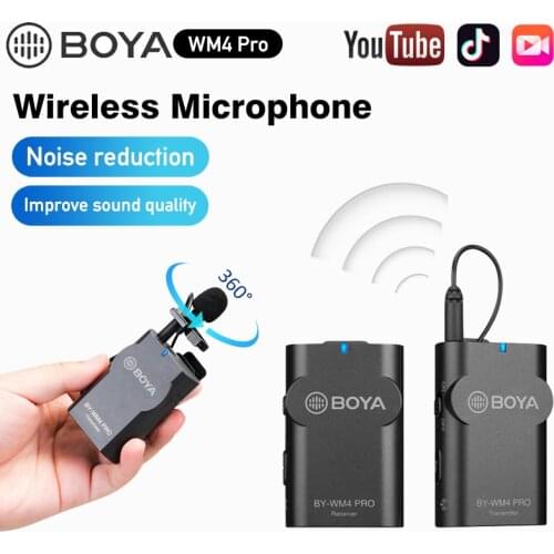 BOYA WM4 Pro K1-K6 Professional Wireless Microphone Condenser System Lavalier Lapel Interview Mic for iPhone Canon Nikon Cameras