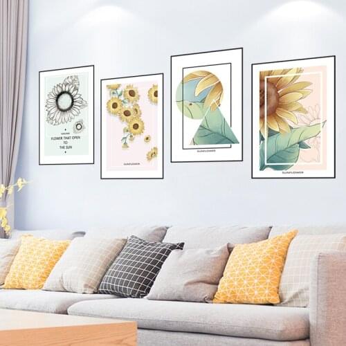 Plant Wall Stickers Flowers Living Room Bedroom Furniture Kids Room Decoration Sunflower Decal Murals Aesthetic