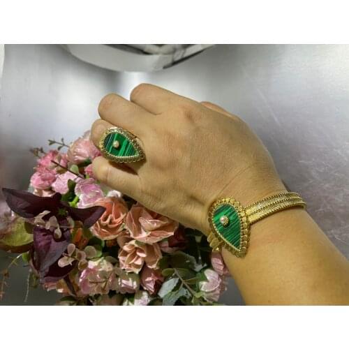 Janekelly Luxury 2PCS Dubai Bangle Ring Set Fashion Jewelry Sets For Women Wedding Engagement brincos para as mulheres 2020