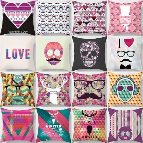 Love heart Sexy thong skull hipster love letter pattern pillow cases short plush high quality square thick pillow case covers