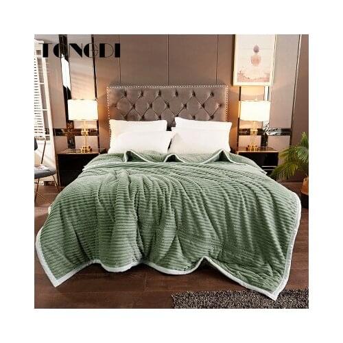 TONGDI Woolen Raschel Blanket Soft Thickened Heavy Warm Steric Elegant Cashmer Fleece Luxury For Cover Sofa Bed Bedspread Winter