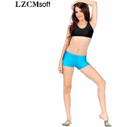 LZCMsoft Girls Low Waist Boy-Cut Dance Shorts Team Wear Class Shiny Lycra Bottoms Child Performance Underwear Kids Workout Panty