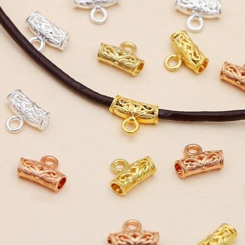 50pcs Metal Bail Clasp Tube Beads Spacer Bead Hanger Connector For Charm Bracelet Necklace Jewelry Making