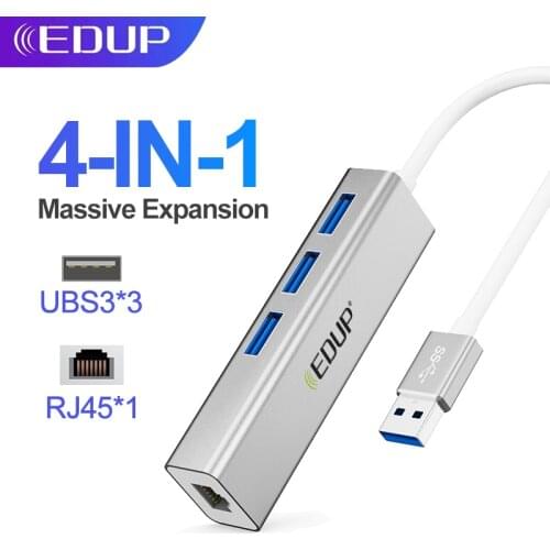 EDUP USB3.0/Type C HUB 3 Ports USB 3.0 HUB 1000Mbps USB to Rj45 Gigabit Ethernet Adapter For Laptop Computer Accessories