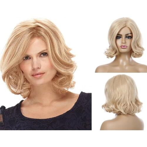 DAN BO Ms. wavy golden natural wig synthetic natural wig Cosplay wig high temperature resistant suitable for white female wig