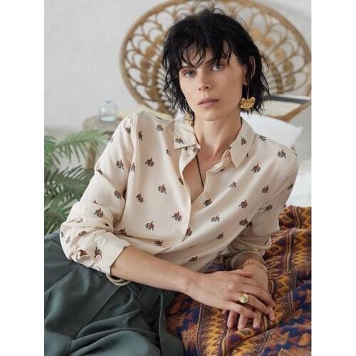 High Quality Kawaii Shirt 100% Silk Top Female Long Sleeve Elegant Blouse Women Spring Autumn Shirts 2021 Ropa Mujer Pph3696