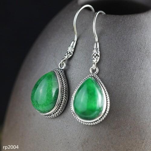 KJJEAXCMY boutique jewelry S925 Sterling Silver Jewelry Creative Thai Silver Ms. Drop-shaped Tielongsheng Earrings New
