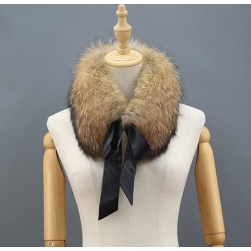 Fashion Women Winter Fox Fur Scarf Cute Steamers Necklace Raccoon Fur Shawls Scarfs