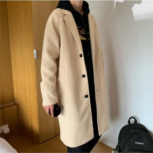 Winter Mens Heavy Woolen Blends Overcoat Male Cashmere Long Overknee Windbreaker Loose Cotton-Padded Clothes Wool Trench Coat