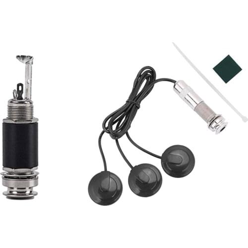 1pc 1/4 Inch 6.35mm Acoustic Electric Guitar Bass Output Jack & 3X Guitar Pickup Piezo Pickup Transducer
