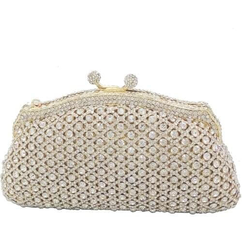 18x11CM Metal Diamond Women Dumpling-shaped Solid Color Rhinestone Dinner Bag Gem Bag Clutch Bag Chain Bag a6594