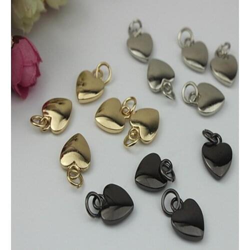 20 PCS/lot) high-grade metal plating processing leather shoes handbags heart-shaped zipper pendant decorative accessories