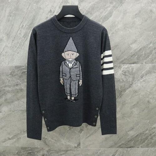 2021 Fashion Brand Sweaters Women Men Slim Fit O-Neck Pullovers Clothing Striped Dwarf Pattern Cotton Winter Casual Coat