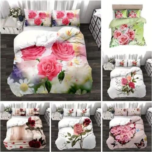 3D Digital American Printing Bedding Set Rose Flower Quilt Coverr