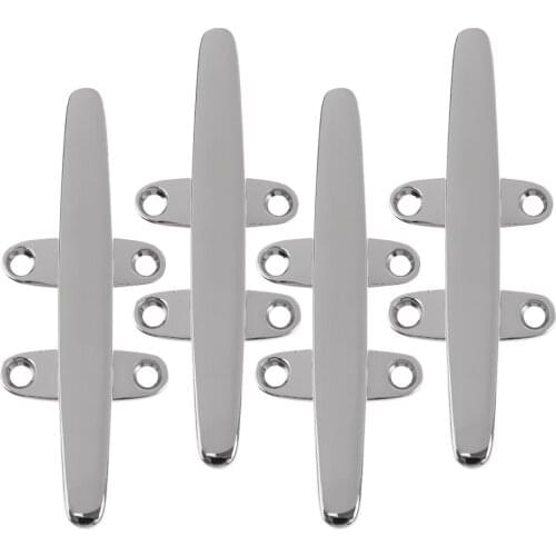 4pcs 8 inch Boat Deck Rope Low Flat Cleat 316 Stainless Marine Sailing Hardware