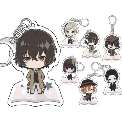 Anime Bungou Stray Dogs Osamu Dazai Doppo Kunikida Acrylic Pendant Figure Keychain Keyring Collection Model Toy Gifts