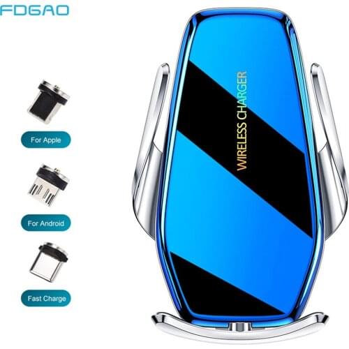 Automatic 15W Qi Car Wireless Charger for iPhone 12 11 XS XR X 8 Samsung S20 S10 USB Magnetic Infrared Sensor Phone Holder Mount