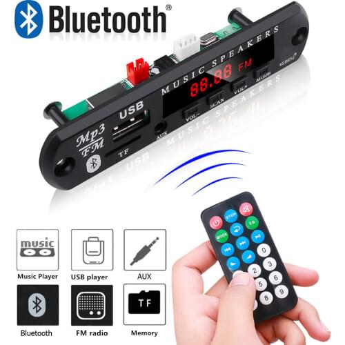5V-12V Bluetooth Car Kit FM Radio Wireless receiver Mp3 Player Decoder Board USB 3.5MM TF card AUX DIY Car Speaker Modification