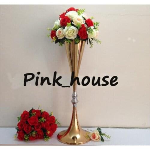 Free Shipping Gold Wedding centerpiece Table decor metal flower vase Wedding decoration 70cm Tall 10pcs/lot