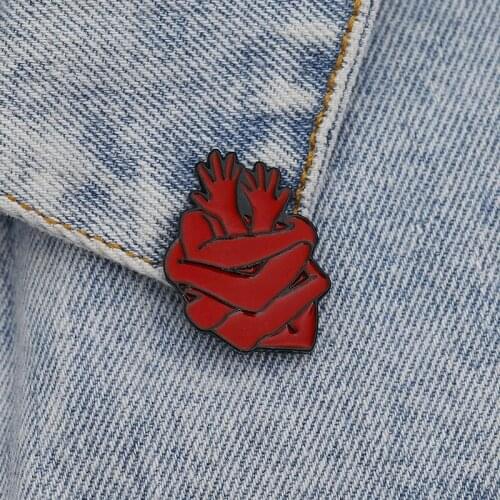 Punk Style Arms Heart Brooch Alloy Enamel Pins For Bag Clothing Jewelry Accessory