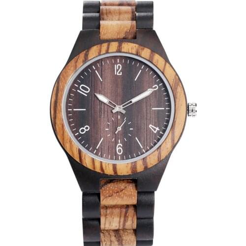 Mens Wooden Quartz Watch Generous Wooden Band Watches Luminous Pointers Dial Wristwatch for Male Husband Boyfriend