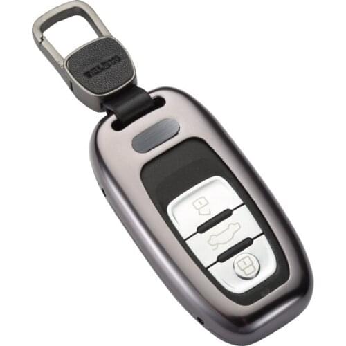 Aluminium Alloy Car Key Case Shell Leather Belt Aluminum Alloy Key Cover Storage Bag for Audi A4L A5 A6L A7 A8L S5 S6 Q5 SQ5 RS5