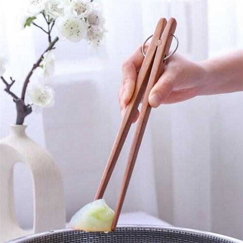 Wooden Meat BBQ Tong Anti-Scald Salad Clip Food Fruit Serving Tong Toast Bread Dessert Pastry Clamp Kitchen Utensil Cooking Tool