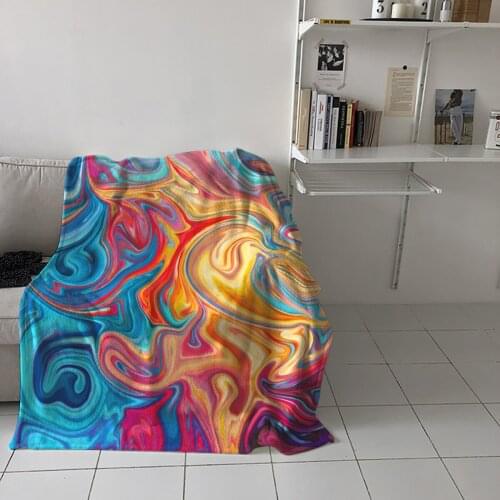 Fluid Painting Gradient Home Blanket High Quality Bedroom Living Room Sofa Blanket Lounge Hotel Travel Portable Soft Blanket