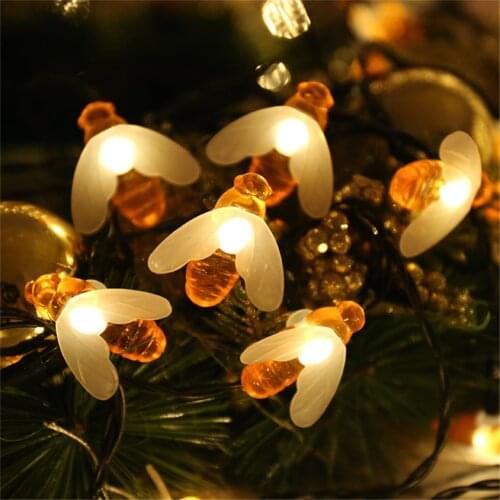 Energia solar fairy bee light string outdoor garden terrace square waterproof solar sensor decorative garland lamp