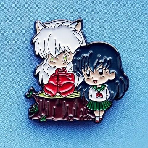 Anime Inuyasha and Kagome Enamel Brooch Pin Backpack Hat Bag Collar Lapel Pins Badges Women Mens Fashion Jewelry Accessories