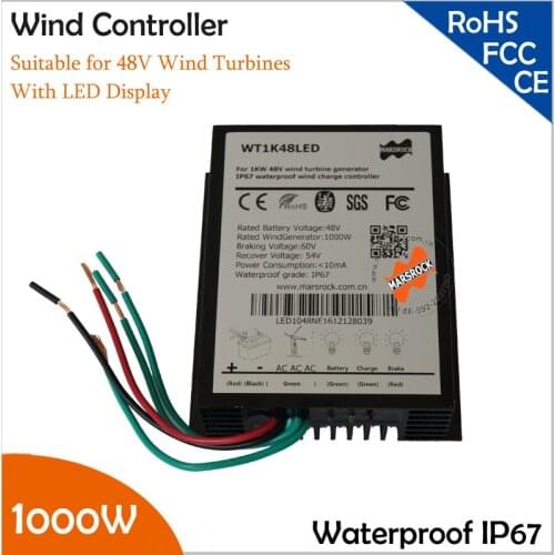 1000W 48V Wind Generator Charge Controller with LED display, Wind Turbine Charge Controller, IP67 waterproof
