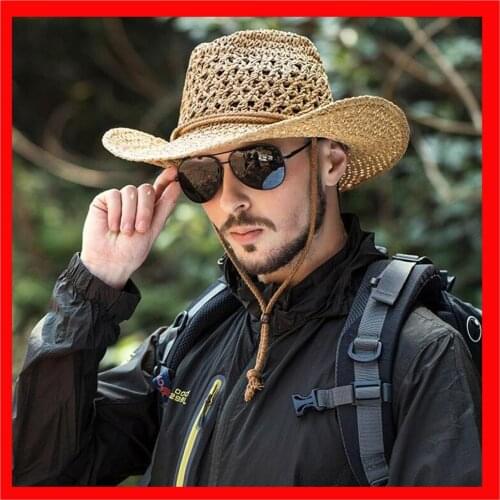 Handmade Summer Men Toquilla Straw Cowboy Hat For Gentleman Roll Brim Boater Dad Panama Jazz Hat