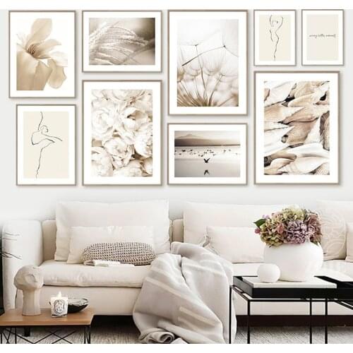 Shell Beach Wall Art Canvas Painting Print Nordic Dandelion Flower Posters Wall Pictures For Living Room Modern Home Decor TB185
