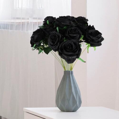 7 Heads Natural Real Artificial Black Rose Flower Halloween Gothic Flowers Wedding Home Christmas Party Fake Flower Decor