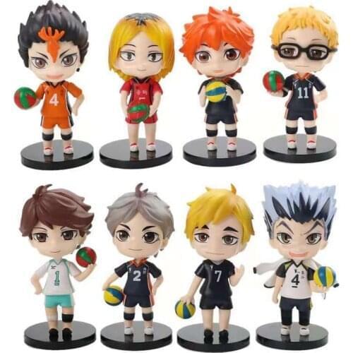 NEW Haikyuu Q Version Model Anime Tobio Kenma Kozume Shoyo Hinata Kotaru Bokuto Yu Nishinoya PVC Action Figure Toys Kids Gifts