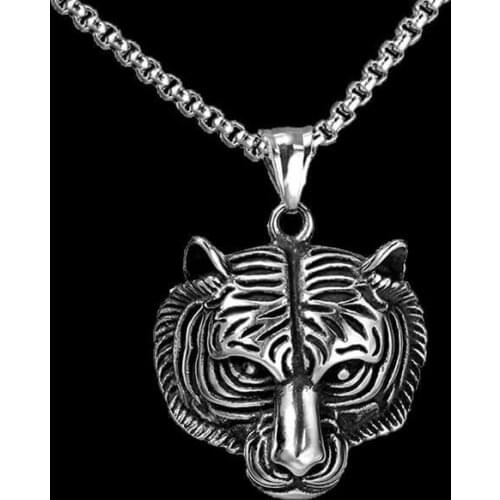 Newest Necklace 316L Stainless Steel Jewelry Punk Style Tiger Pendant With Chain