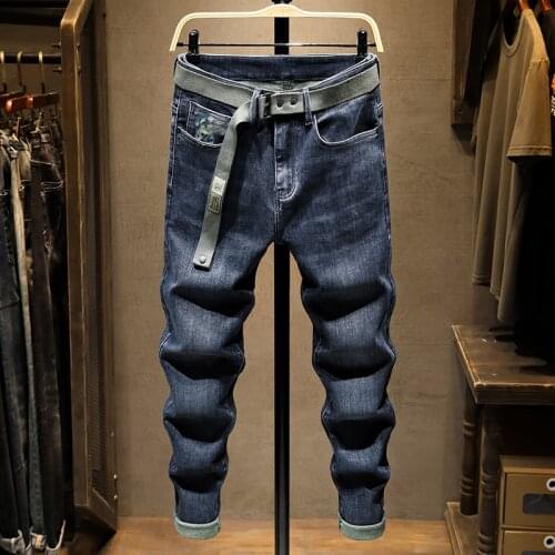 6170 Autumn Men New Pencil Jeans Korean Style Fashion Chic All-Match Streetwear Hip Hop Cowboy Slim Fit Tapered Denim Trousers