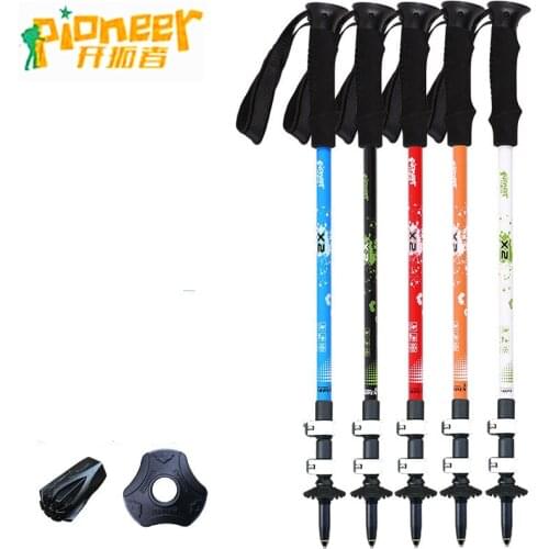 Pioneer Trekking Walking Stick Adjustable Ultra-light telescopic baton Alpenstock Cane skiing Camping Hiking nordic poles 1piece