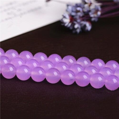 RONGQING Natural Stone Violet Chalcedony Loose Beads 4/6/8/10/12mm Jewelry Findings Accessories Handmade Necklace