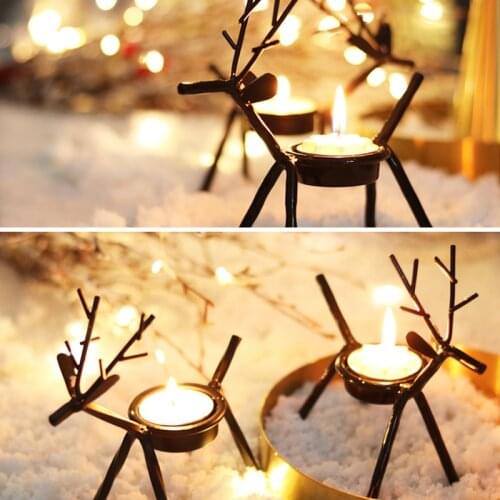 Christmas Iron Elk Candle Holders Table Decor Merry Christmas Decor For Home Xmas Noel Happy New Year Christmas Home Decor