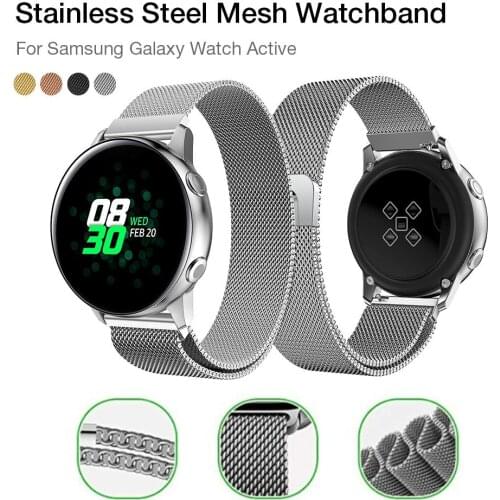 For Samsung Galaxy Watch Active 2 20mm Milanis Magnetic Attraction Stainless Steel Mesh Watchband High Quality