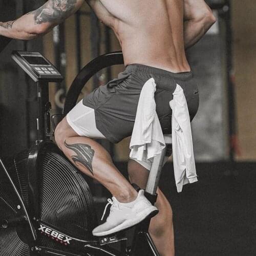 ESDY Summer Men Outdoor Camouflage Double Layer Quick Dry Fitness Shorts Breathable Stretch Running Training Sports Shorts